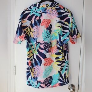 STRETCH short sleeve button-down, collared party shirt